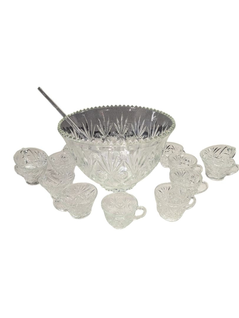 Anchor Hocking Arlington Glass Punch Bowl Set