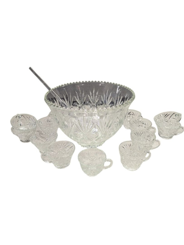 Anchor Hocking Arlington Glass Punch Bowl Set