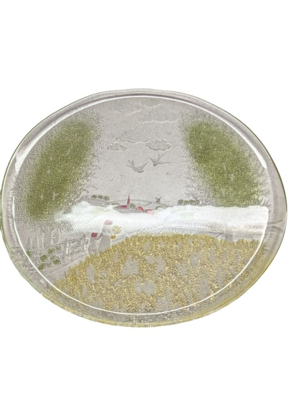 Rare itched stained glass cheese/cold cuts platter