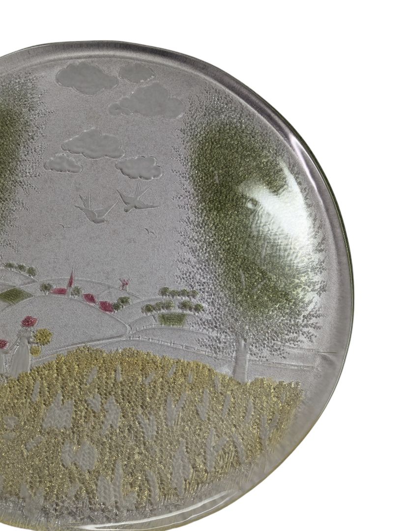 Rare itched stained glass cheese/cold cuts platter