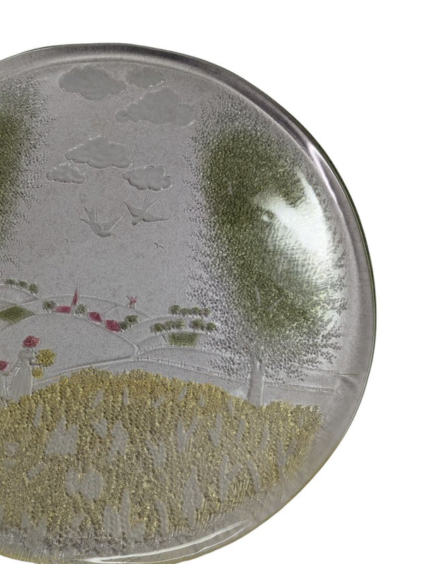 Rare itched stained glass cheese/cold cuts platter