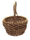Round Rustic Woven Twig Basket With Tall Handle
