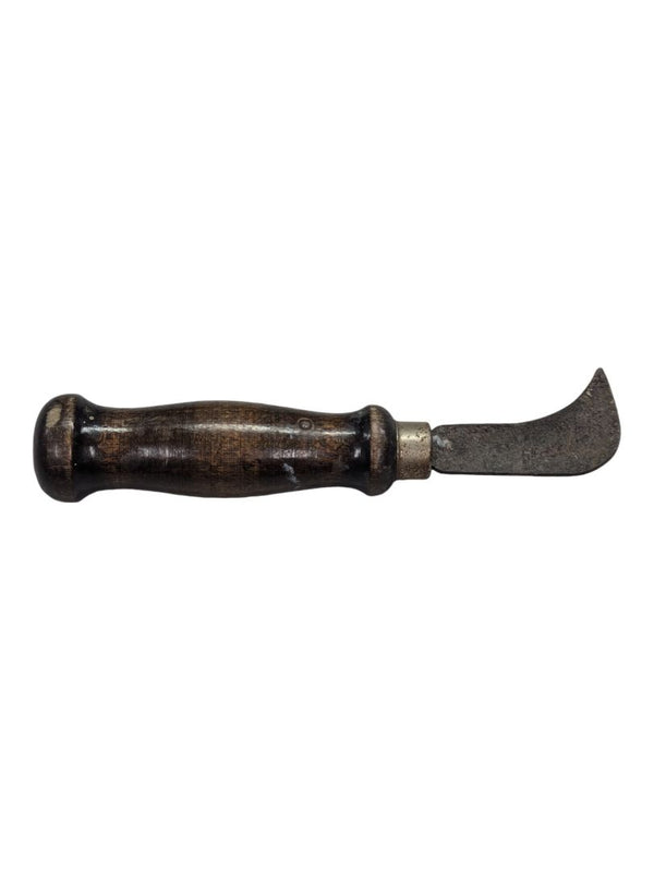 Vintage Carpenters Knife - Wood Handle Curved Blade