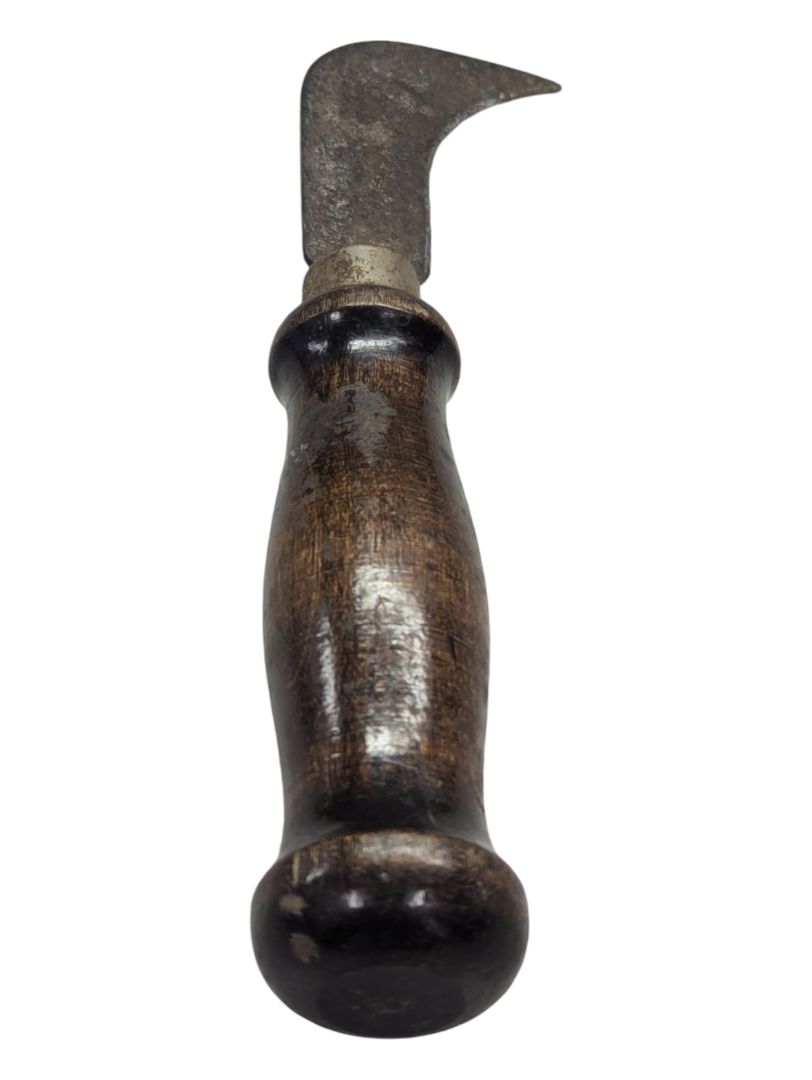 Vintage Carpenters Knife - Wood Handle Curved Blade