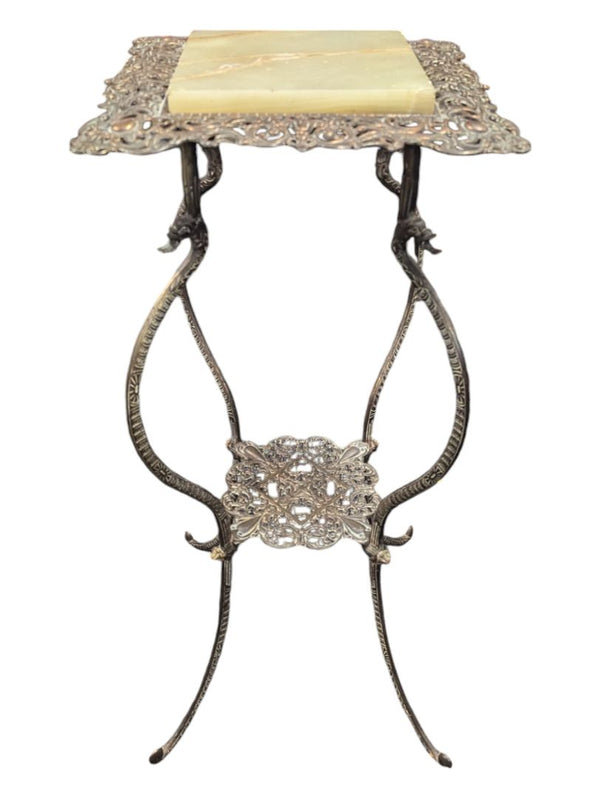 Antique BRASS and MARBLE Top Insert PLANT STAND