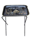Black  Vintage 1950's TV Tray Asian motive