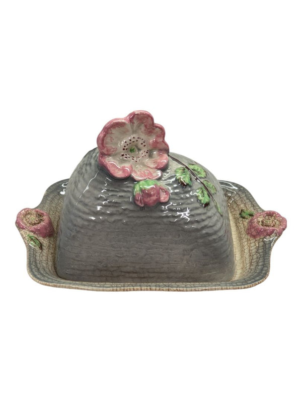STAFFORDSHIRE Grey ceramic lidded butter dish