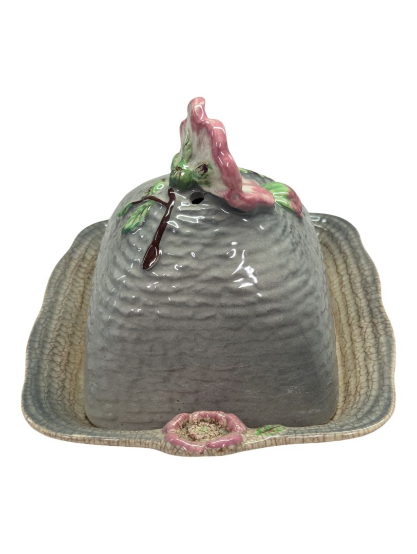 STAFFORDSHIRE Grey ceramic lidded butter dish