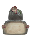 STAFFORDSHIRE Grey ceramic lidded butter dish