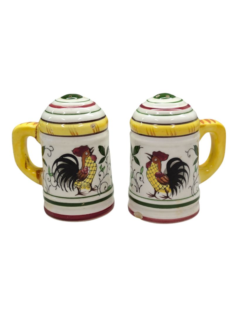 Bird Rooster and Roses salt and pepper shakers