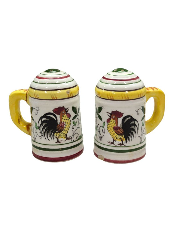 Bird Rooster and Roses salt and pepper shakers
