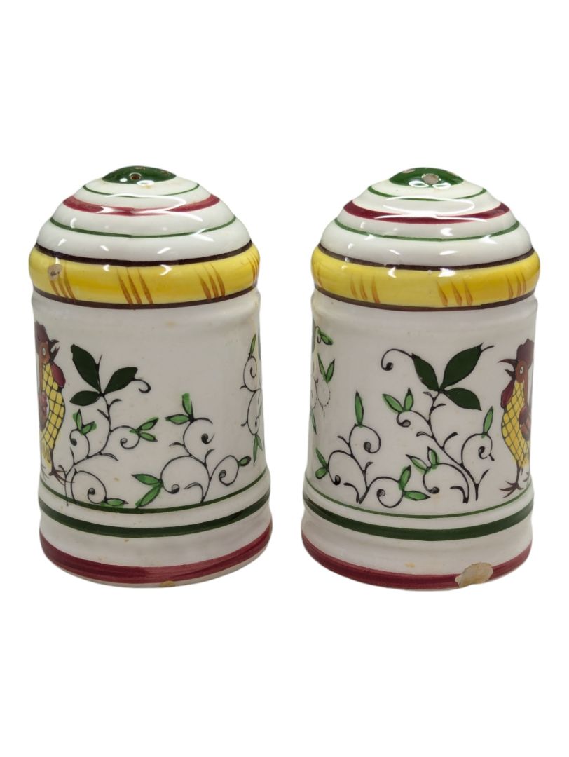 Bird Rooster and Roses salt and pepper shakers
