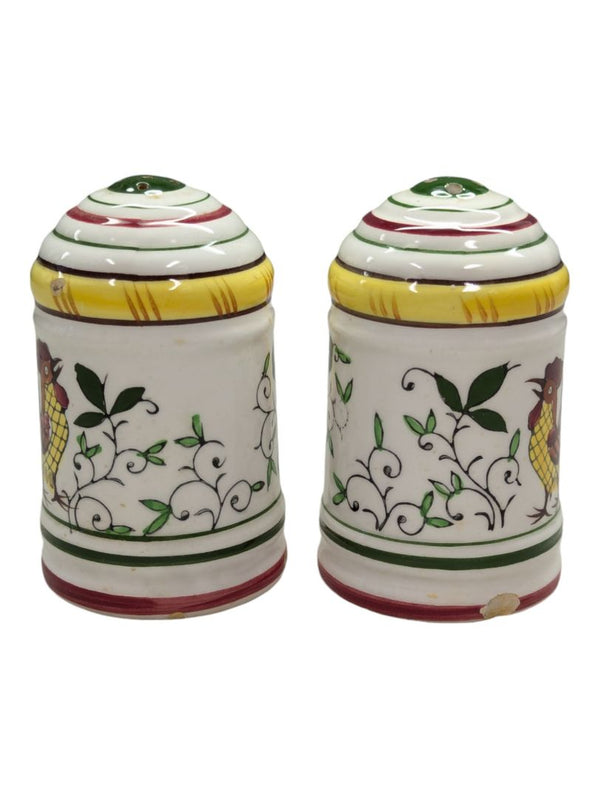 Bird Rooster and Roses salt and pepper shakers