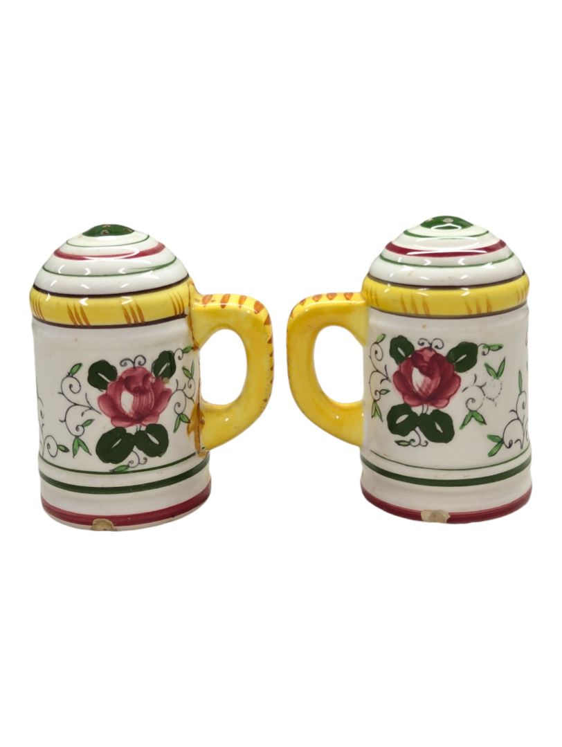 Bird Rooster and Roses salt and pepper shakers