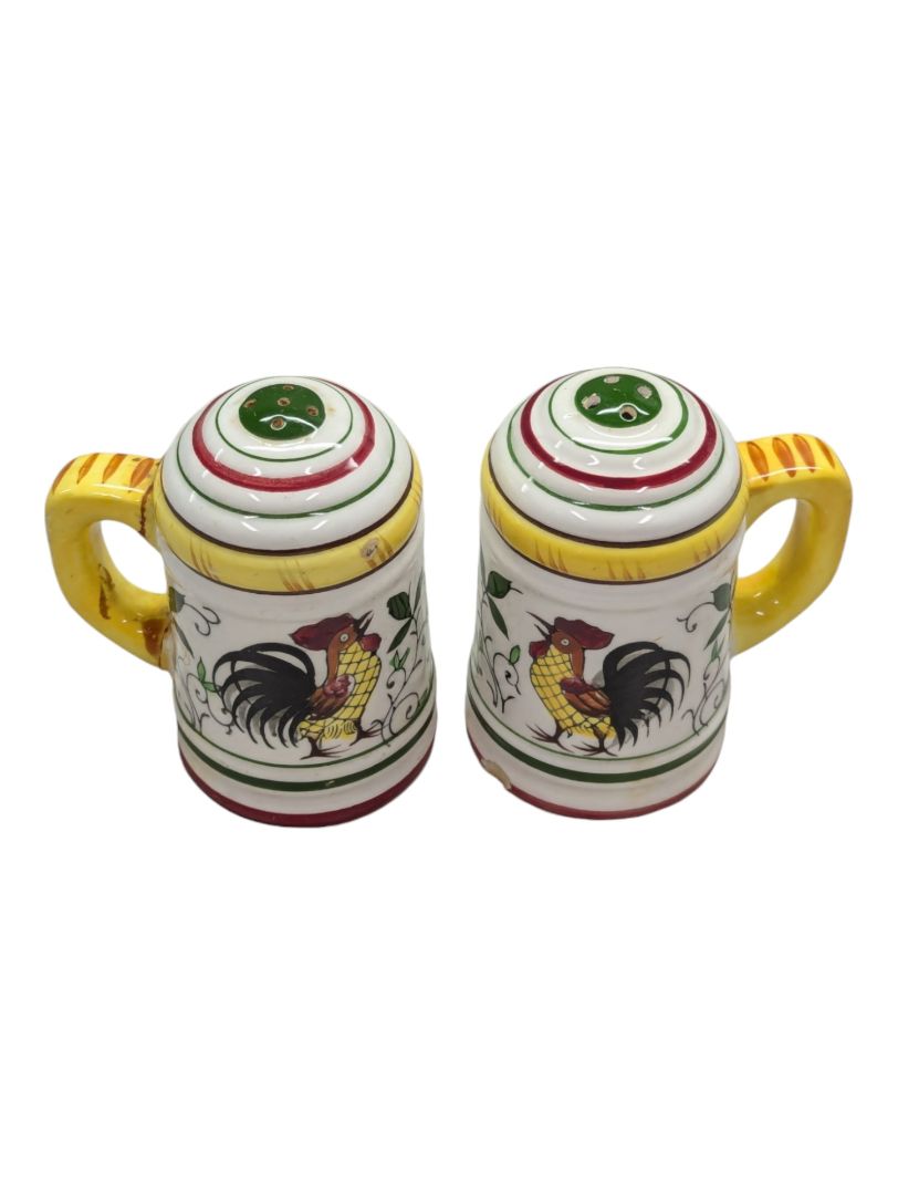 Bird Rooster and Roses salt and pepper shakers