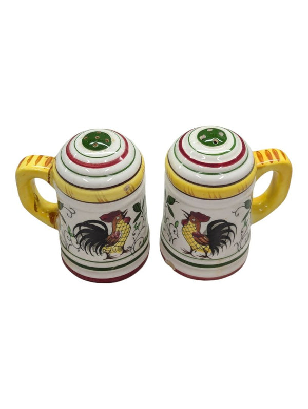 Bird Rooster and Roses salt and pepper shakers