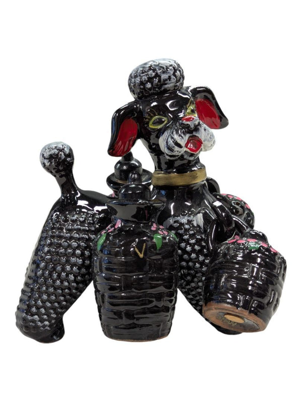 Ceramic Poodle Cruet Set with Oil, Vinegar, Salt & Pepper