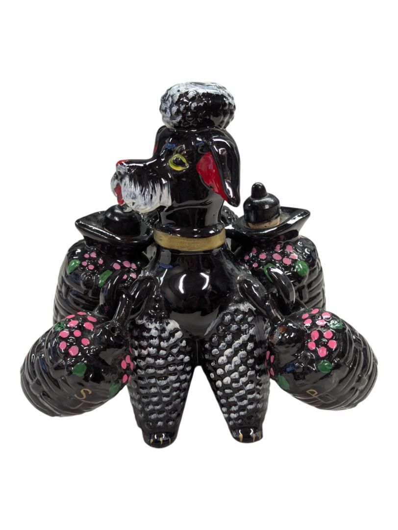 Ceramic Poodle Cruet Set with Oil, Vinegar, Salt & Pepper