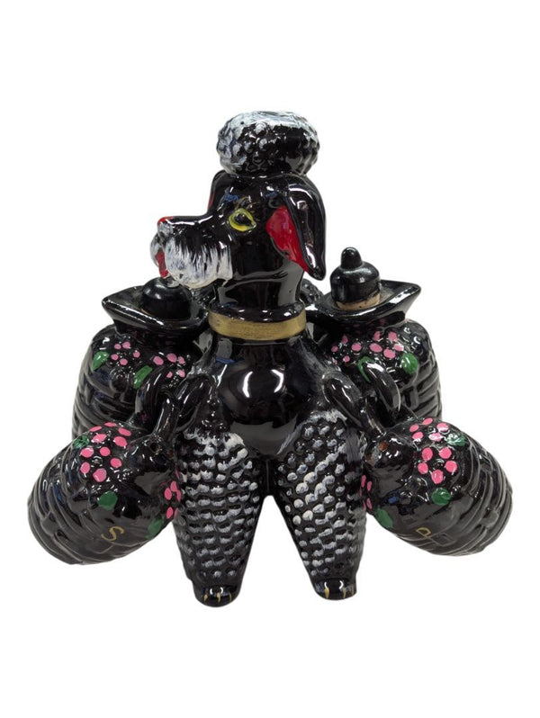 Ceramic Poodle Cruet Set with Oil, Vinegar, Salt & Pepper