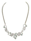 Vintage Necklace Silver Tone w/ Leaves & Gemstones