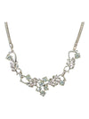 Vintage Necklace Silver Tone w/ Leaves & Gemstones