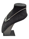 Vintage Necklace Silver Tone w/ Leaves & Gemstones