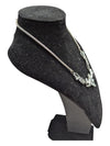 Vintage Necklace Silver Tone w/ Leaves & Gemstones