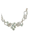 Vintage Necklace Silver Tone w/ Leaves & Gemstones