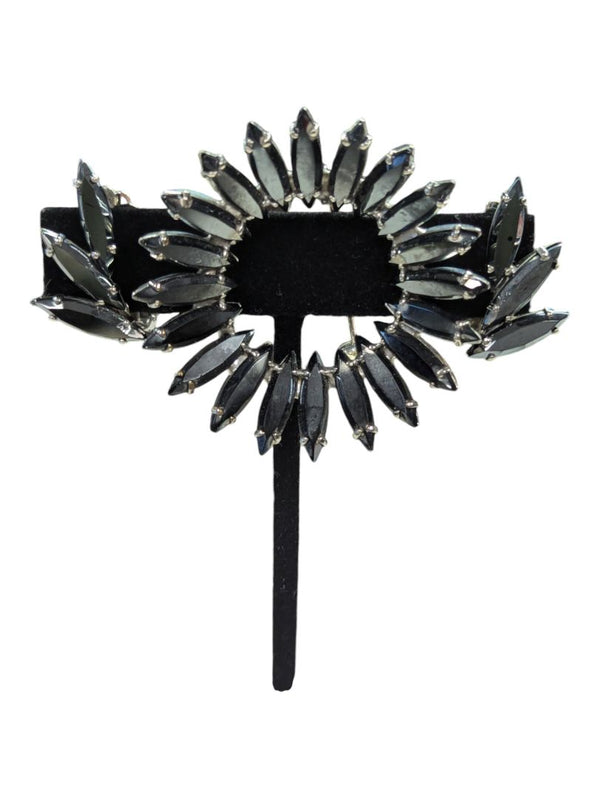 Vintage Brooch & Ear Clips Black Stones