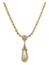 Vintage Nina Ricci Tear Drop Pearl Gold tone Necklace