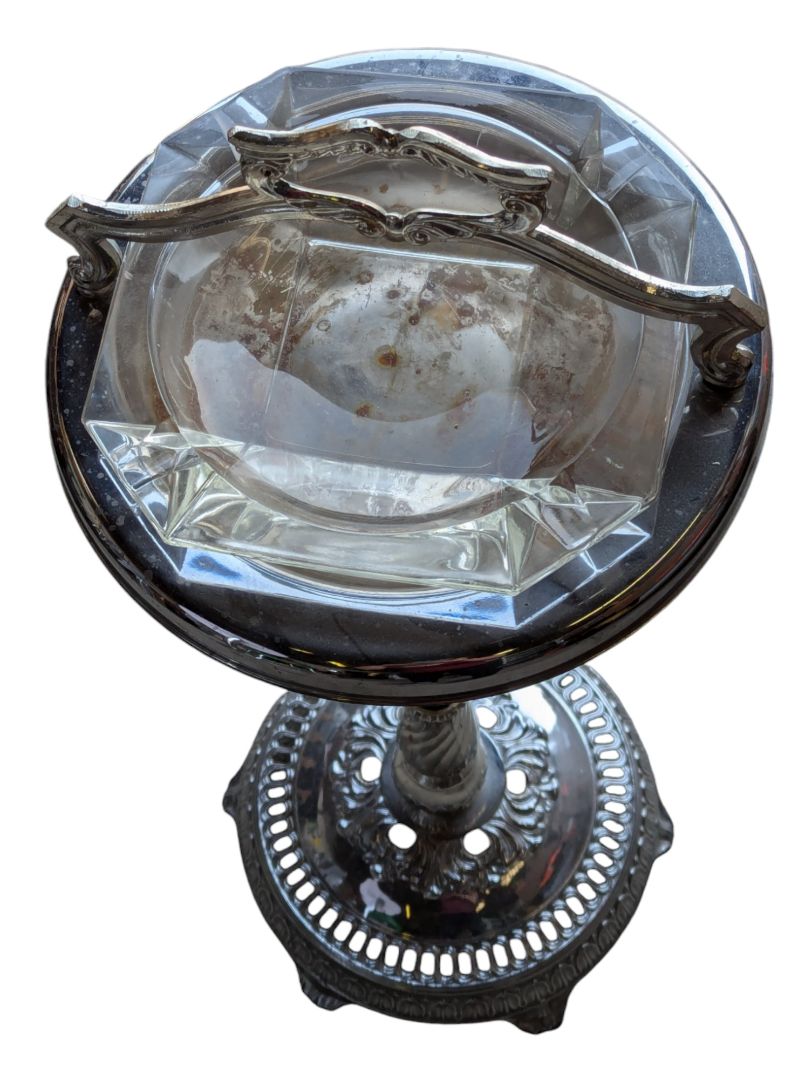Vintage Stainless Steel Standing Ashtray