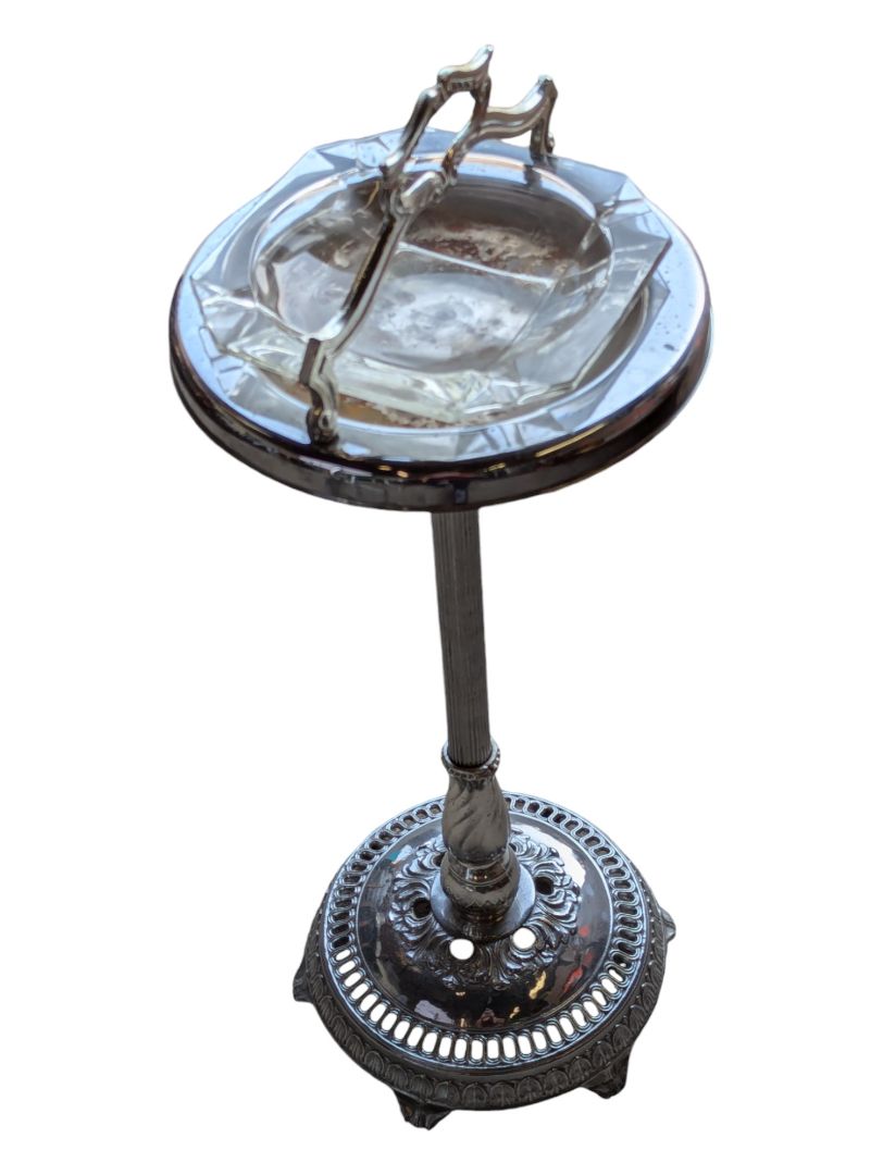 Vintage Stainless Steel Standing Ashtray