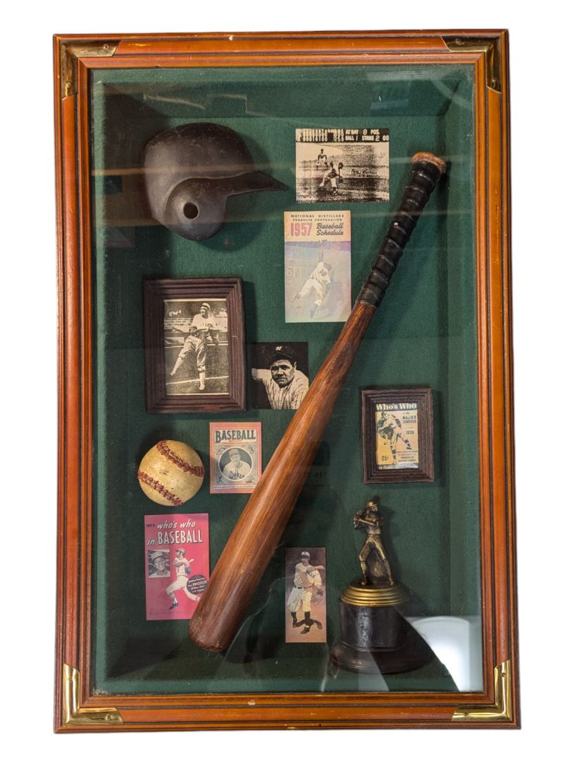 Vintage Baseball Shadow Box Framed Collectible