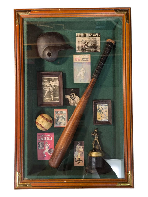 Vintage Baseball Shadow Box Framed Collectible