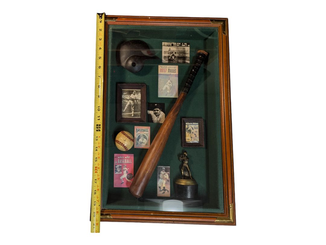 Vintage Baseball Shadow Box Framed Collectible