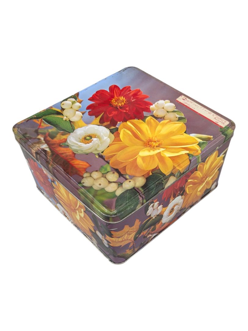 Vintage Square Floral Tin