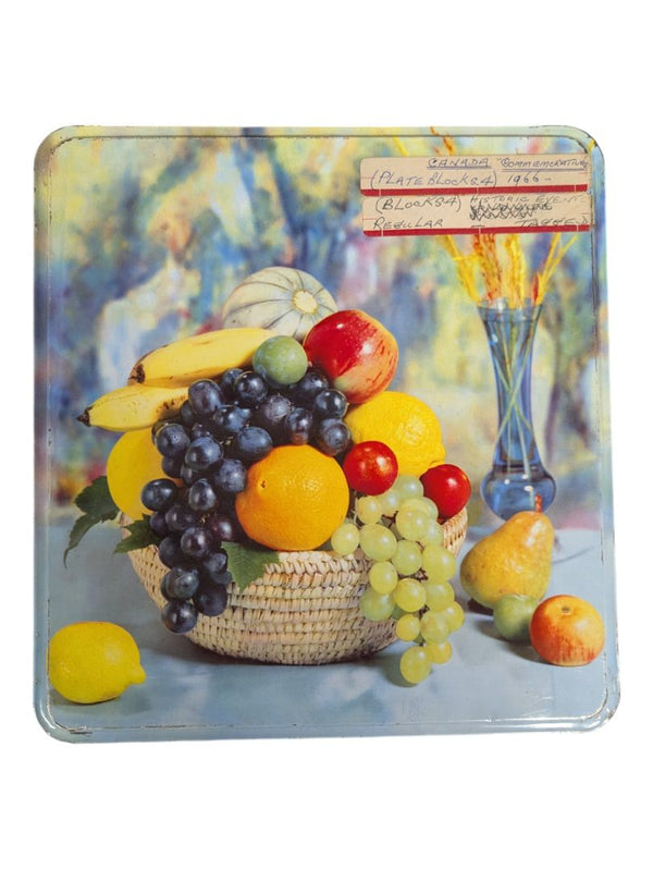 Square Fruit Tin 9” 1960's