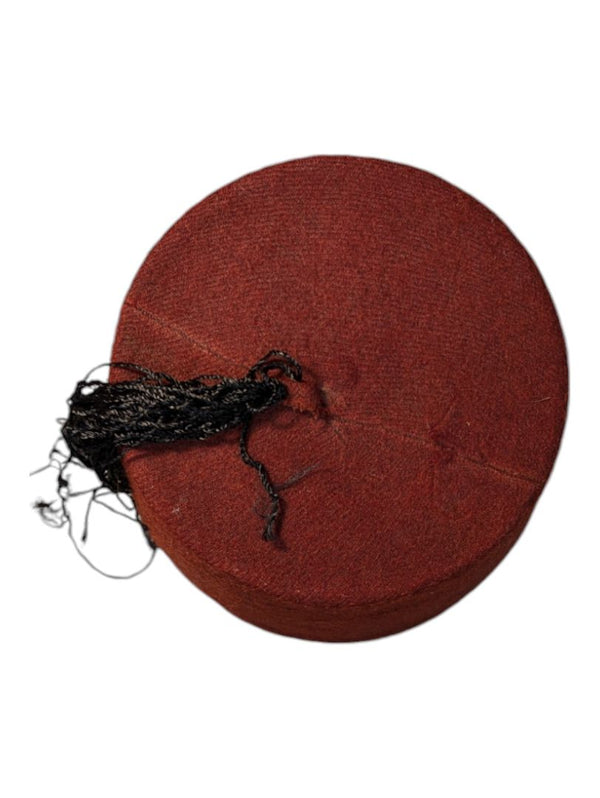 Vintage Red FEZ Embroidered Ottoman Hat With Tassel