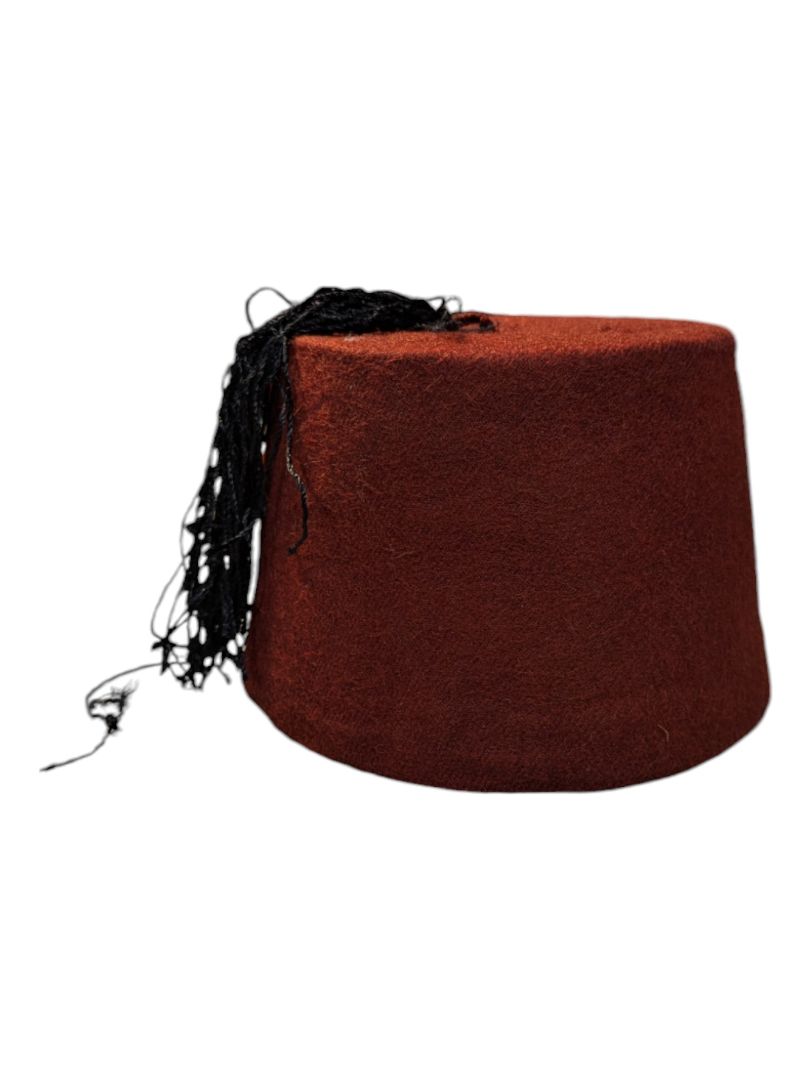 Vintage Red FEZ Embroidered Ottoman Hat With Tassel