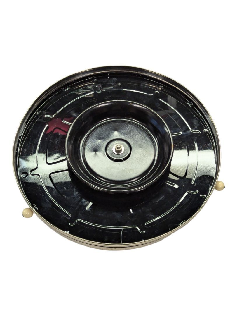 Vintage Round Serving Tray with Chrome Rim