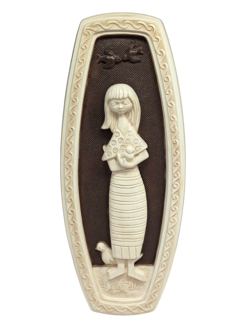 Vintage Pair of Alabaster Oriental Style Plaques