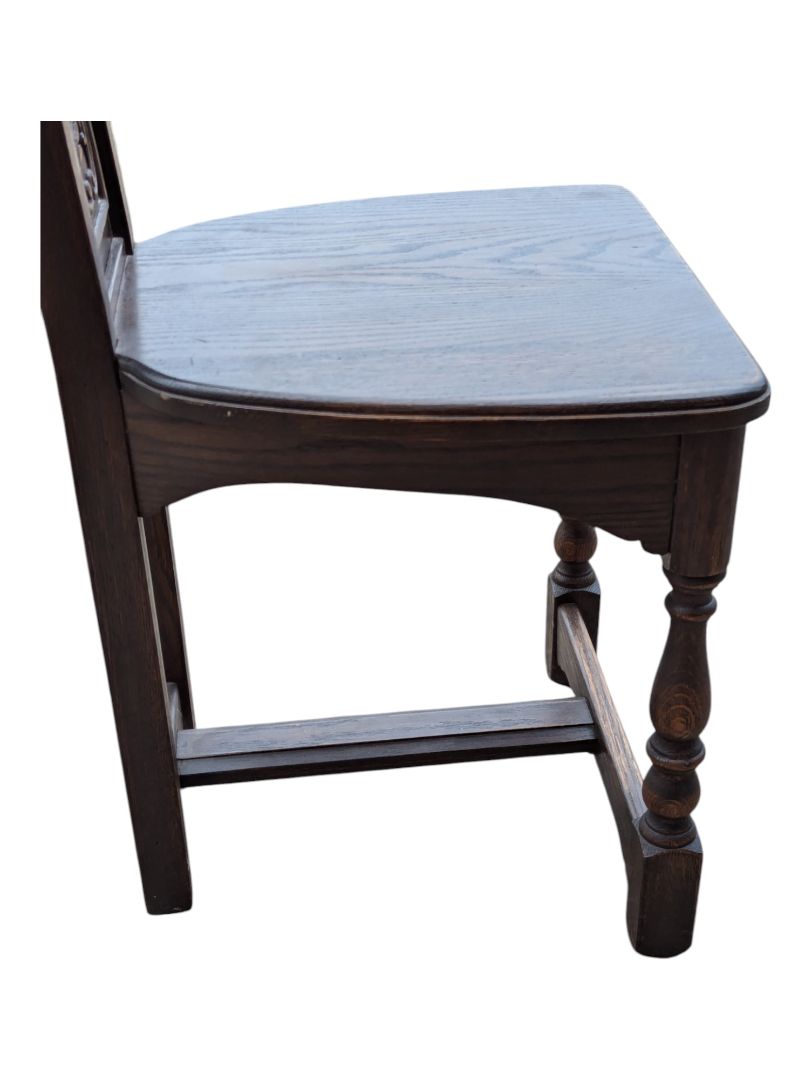 Vintage Carved Oak Hall Chair Scotland  1930's