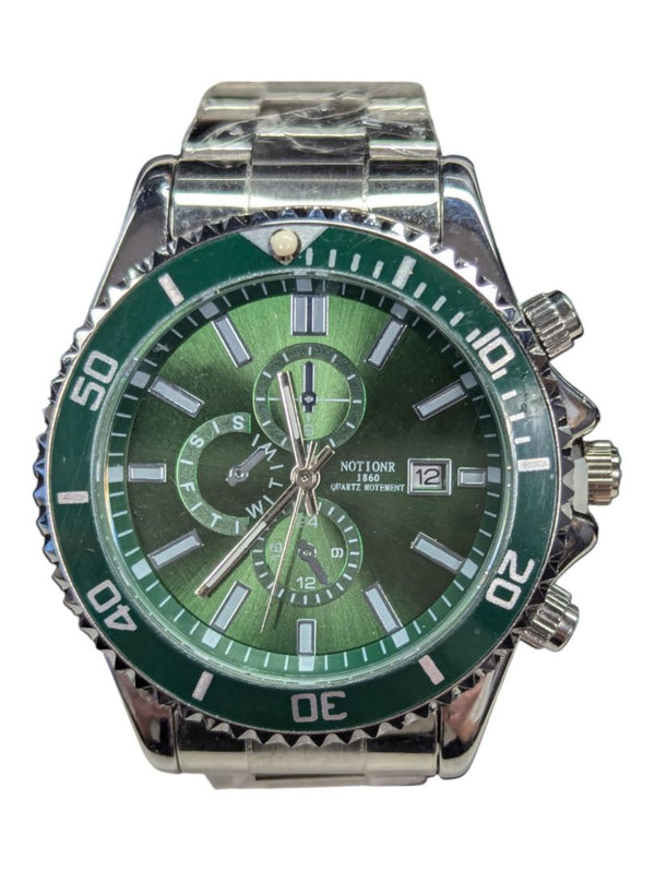 Green Dial & Bezel Mens Quartz Watch