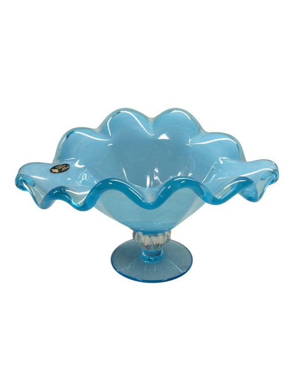 White Crystal Hand Made Blue Italy Statement Bowl