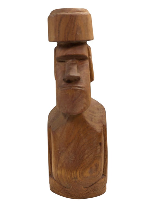 Vintage 10" Moai carved wooden figure