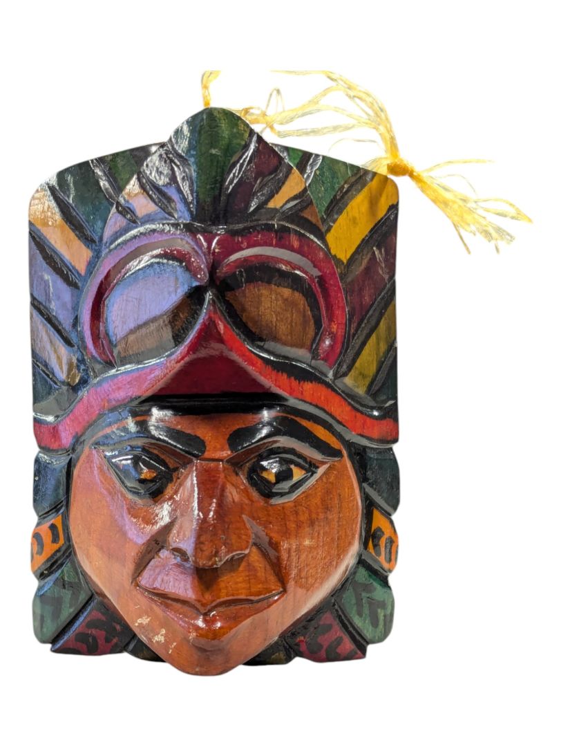 Small Hand carved hand painted Mayan mask