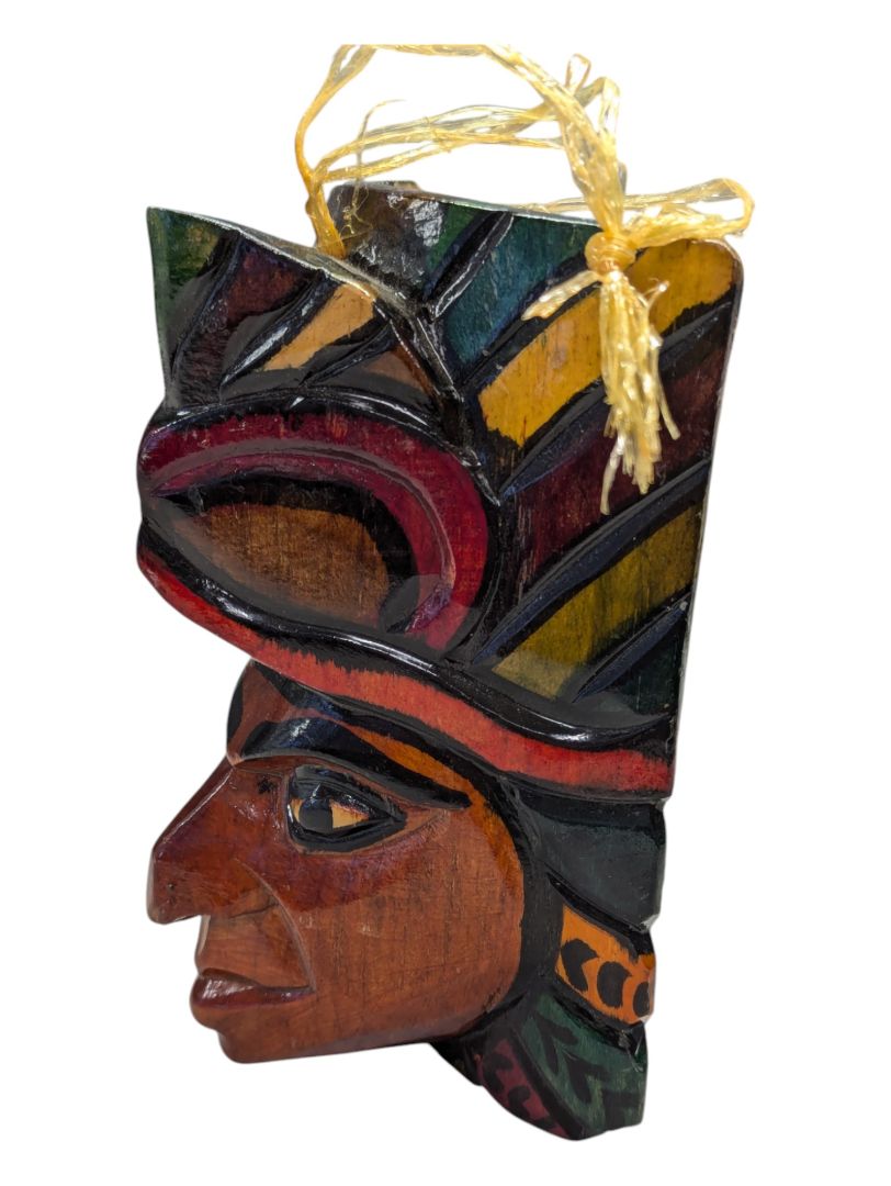 Small Hand carved hand painted Mayan mask