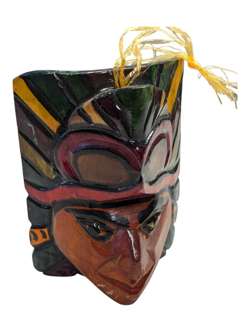 Small Hand carved hand painted Mayan mask