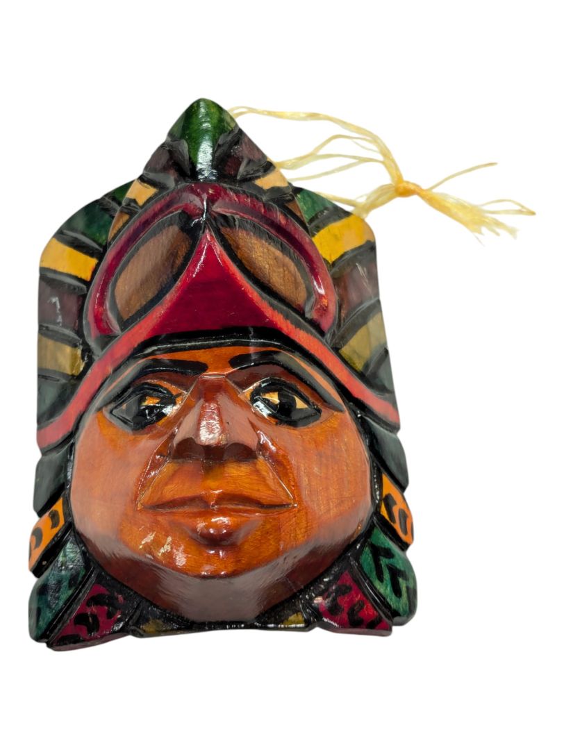 Small Hand carved hand painted Mayan mask