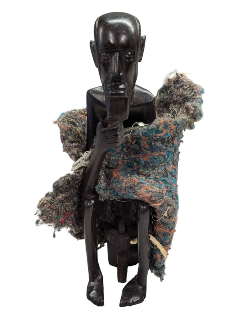 African Art Wood Carving Vintage Sitting Man